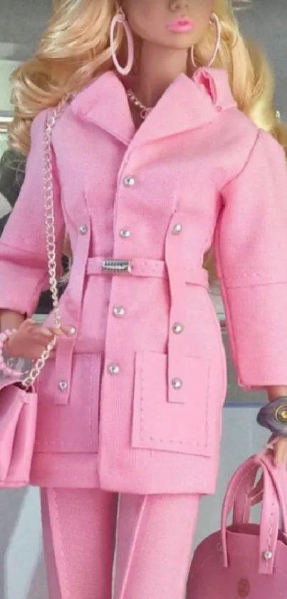 Stylish doll in a chic pink outfit.