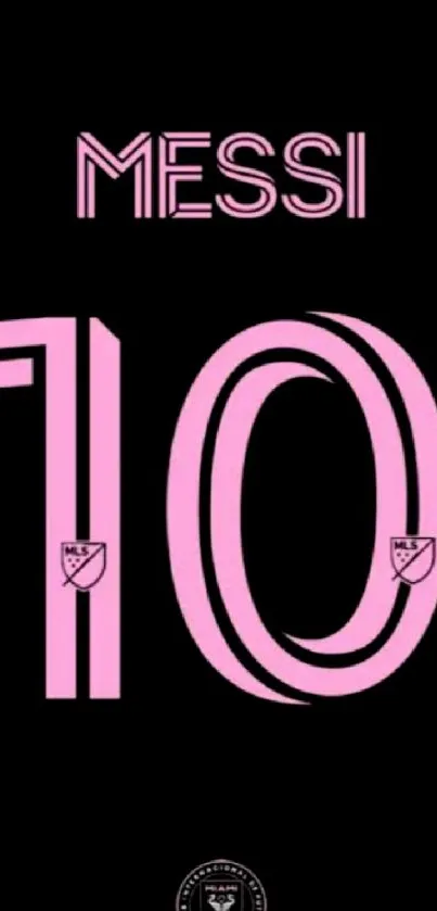 Black wallpaper with pink number 10 design.