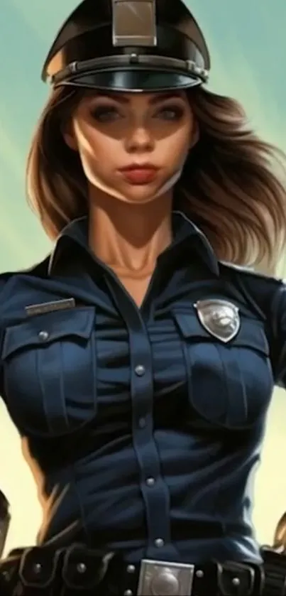 Stylish police officer illustrated as mobile wallpaper.