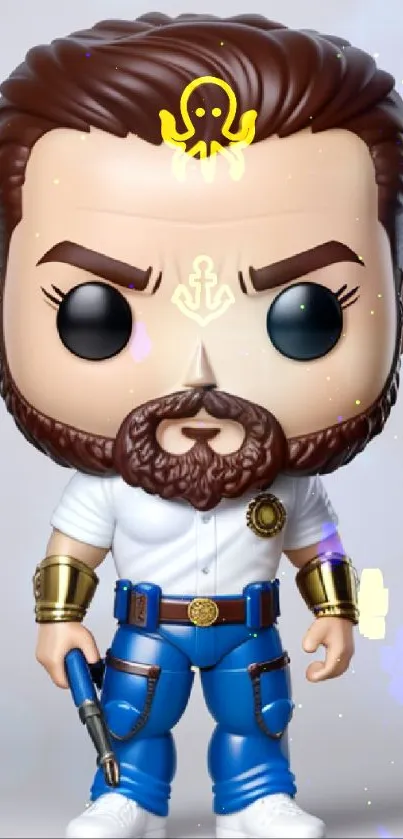 Pop figure with beard in stylish art design.