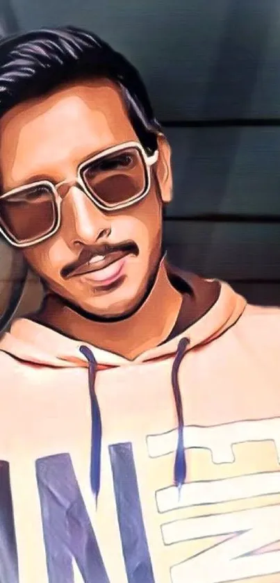 Stylish digital portrait art with peach hues.