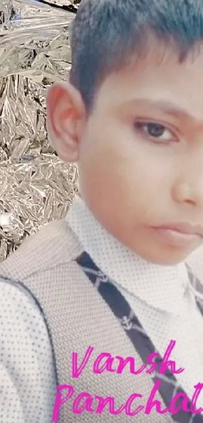 Boy with a traditional mark against a crystal background.