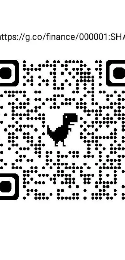 QR code featuring a dinosaur design in black and white.