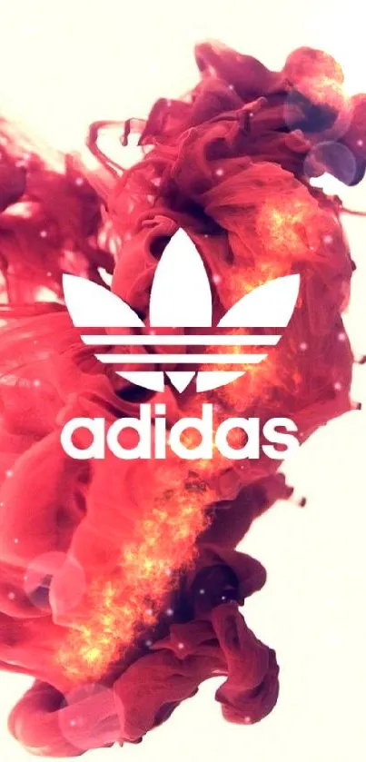 Adidas logo with red ink swirls wallpaper.