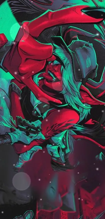 Anime-inspired red neon artwork wallpaper.