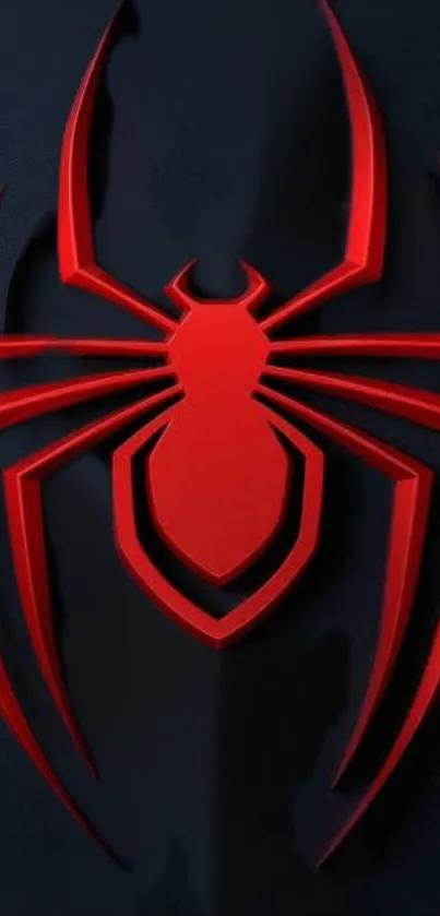 Red spider emblem on dark background, mobile wallpaper.