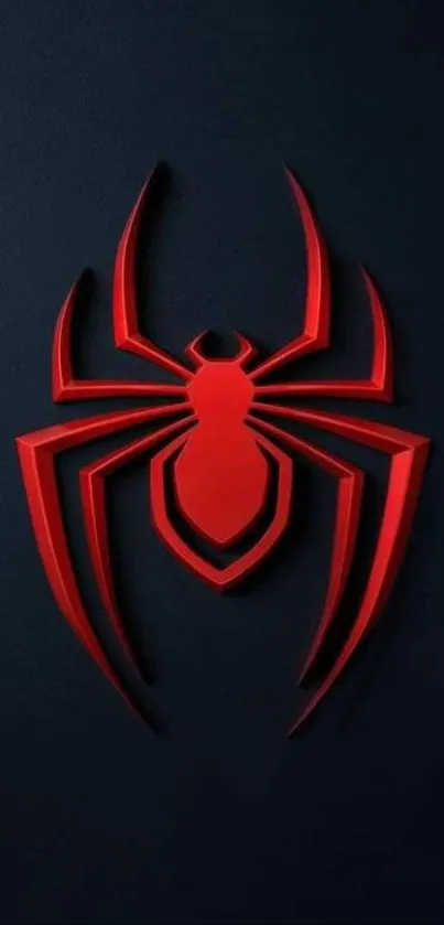 Red spider icon on dark blue background wallpaper.