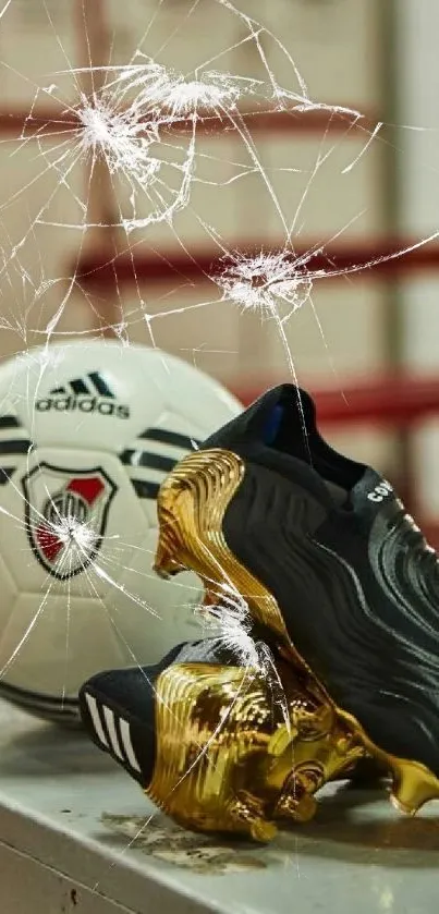 Black and gold soccer boots with River Plate ball.