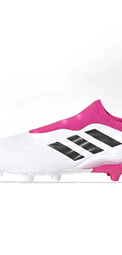 White and pink soccer shoe wallpaper for mobile screen.