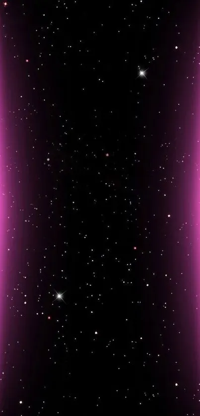 Magenta glow space wallpaper with starry night effect for mobile.