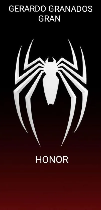 Stylish spider logo with black and red gradient background.