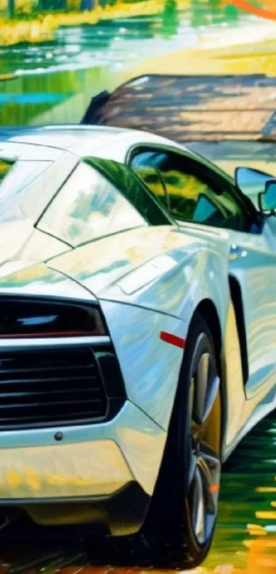 Colorful sports car art with dynamic flair.