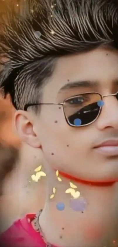 A stylish portrait of a young person wearing sunglasses with artistic effects.