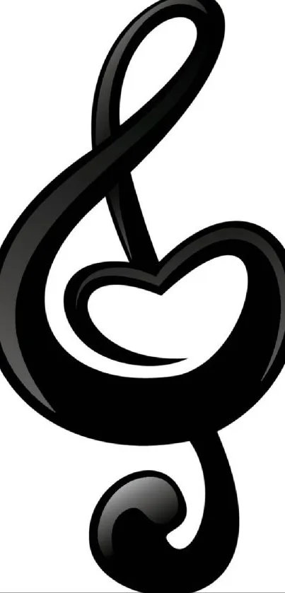 Artistic treble clef with heart accent in black design.