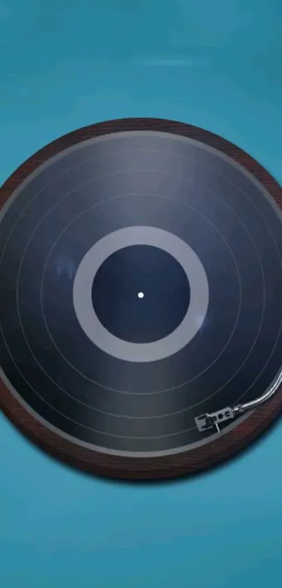 Modern vinyl turntable against blue background.