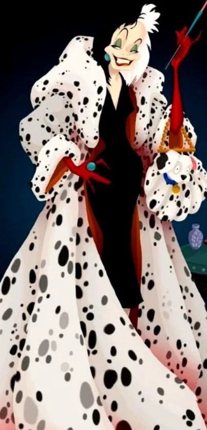 Animated villain with polka dot outfit mobile wallpaper.