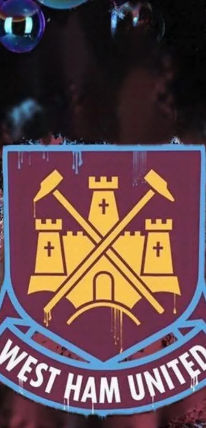 West Ham United crest on a dark and textured background.