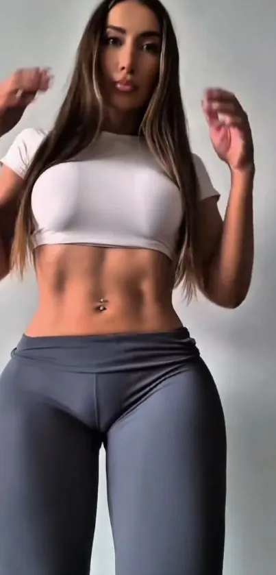 Inspirational workout wallpaper with stylish fitness model.