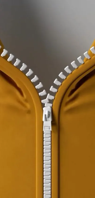 Close-up view of a mustard-colored zipper design.