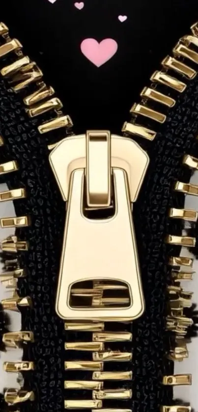 Gold zipper with floral pattern mobile wallpaper.