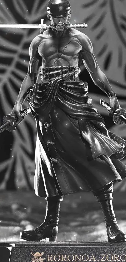 Black and white Zoro action figure wallpaper.