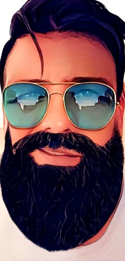 Colorful digital artwork of a bearded man wearing sunglasses.