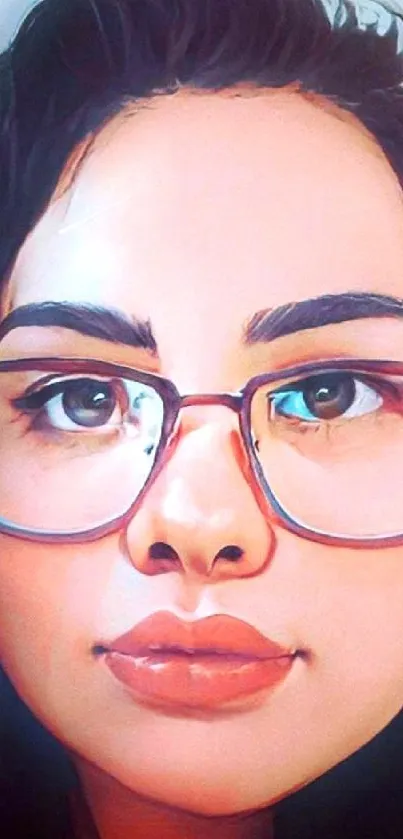 Artistic digital portrait of a woman with glasses.