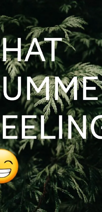 Summer themed leafy wallpaper with emoji.