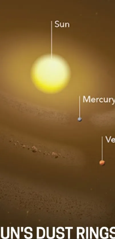 Illustration of Sun's dust rings and planetary orbits.