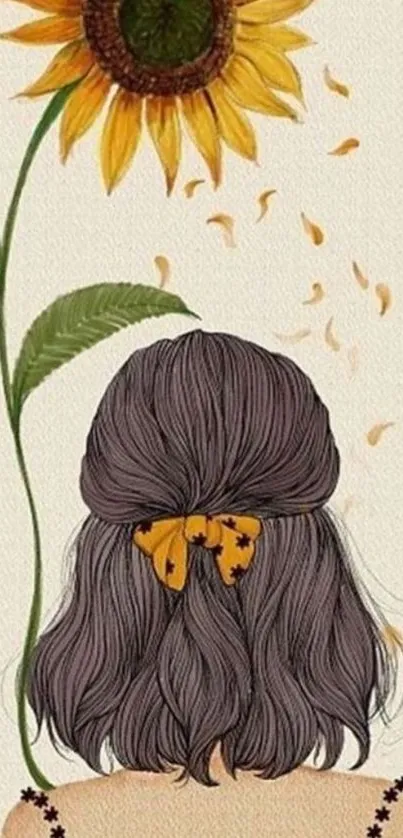 Illustration of a girl with a sunflower in her hair.