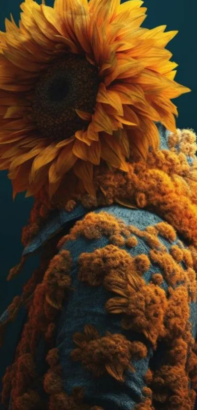 Artistic sunflower-themed mobile wallpaper with vibrant textures and colors.