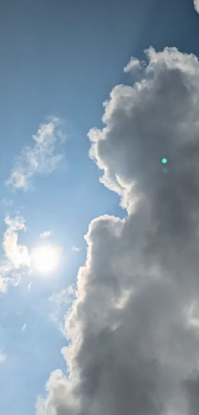 Sunlit clouds with blue sky mobile wallpaper.