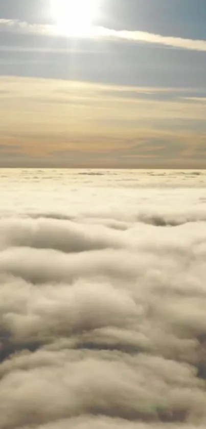 Serene sunlit cloudscape with a sunrise sky.