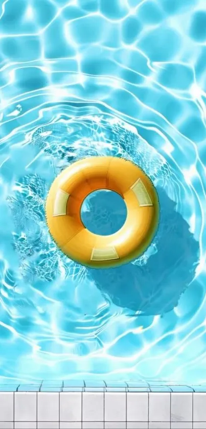 Yellow pool float in a sunny blue pool.