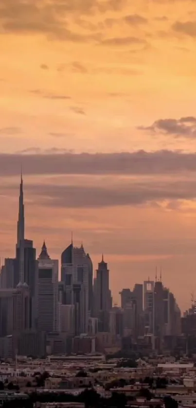 City skyline silhouette against a vibrant sunset sky.