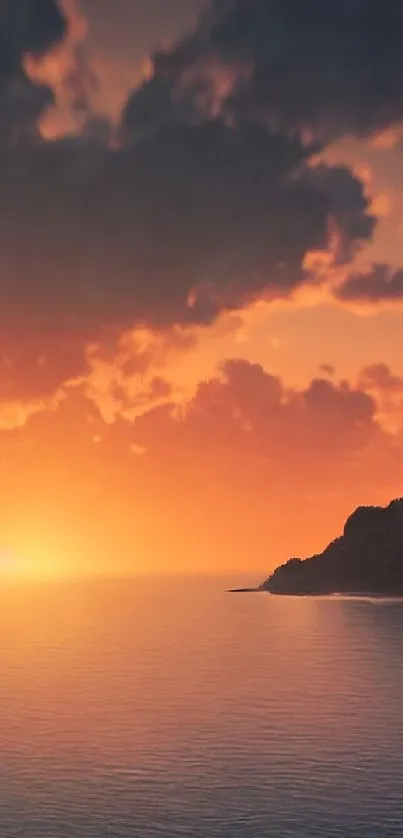Breathtaking sunset with islands silhouetted against the deep orange ocean.