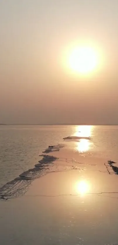 Sunset over calm waters creating a serene and picturesque view.