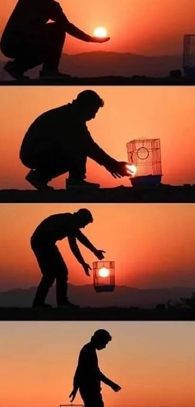 Silhouette of a person at sunset capturing sunlight in an artistic manner.