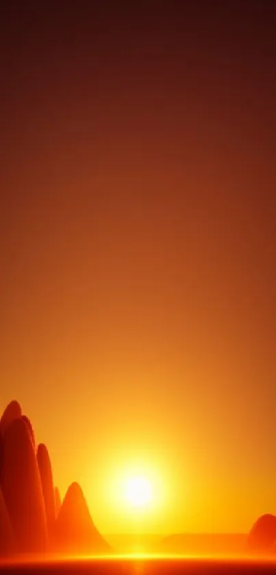 Beautiful sunset wallpaper with silhouette shapes and warm gradient hues.