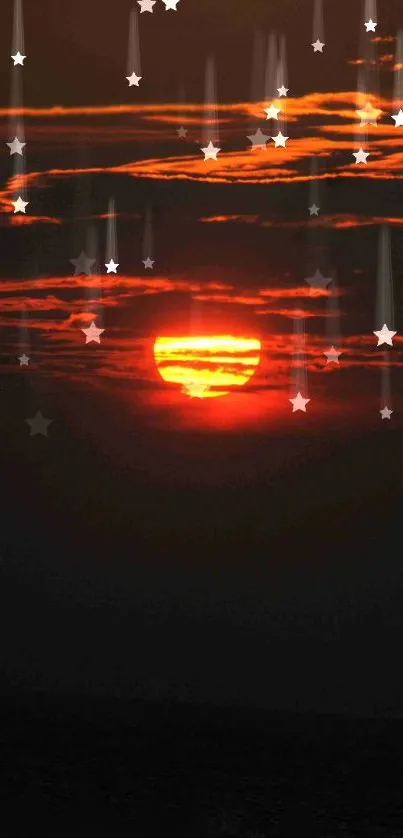 Sunset with stars in a serene night sky.