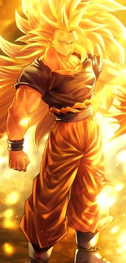 Super Saiyan anime character in golden glow.