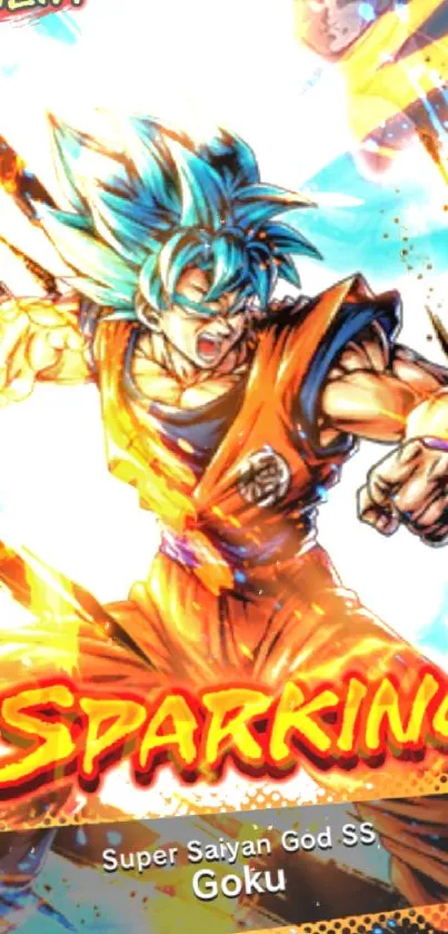 Super Saiyan Goku in dynamic action pose, vibrant anime art.