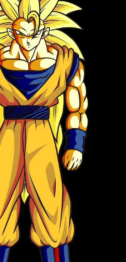 Super Saiyan anime character on mobile wallpaper.