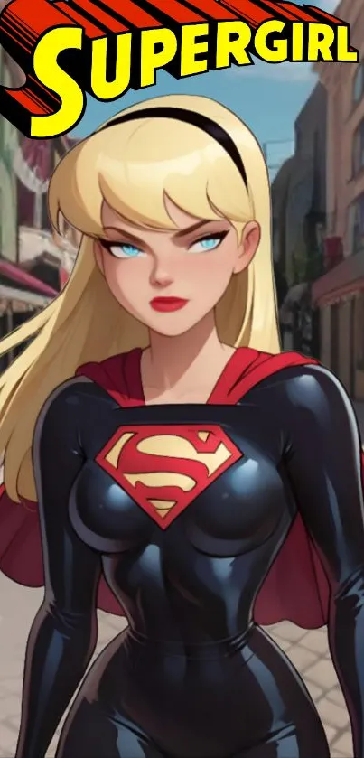 Supergirl animated street art wallpaper with bold colors