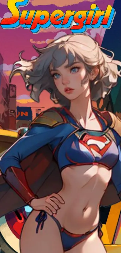 Supergirl animated wallpaper with vibrant colors showcasing her iconic costume.