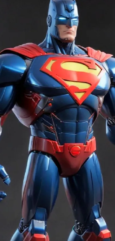 Superhero action figure in blue and red suit