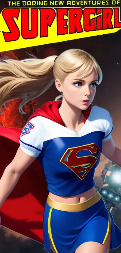 Supergirl in dynamic pose, vibrant fan art.