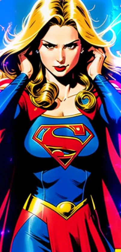 Dynamic superhero comic art mobile wallpaper with vibrant colors.