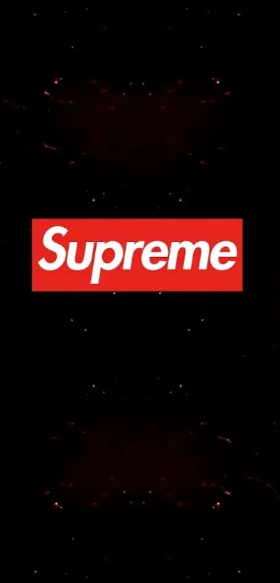 Supreme logo with dark cosmic background.