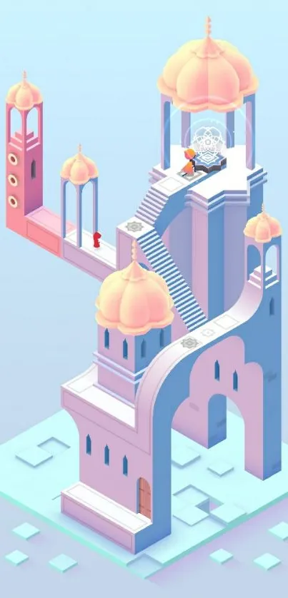 Surreal pastel architectural art wallpaper for mobile.